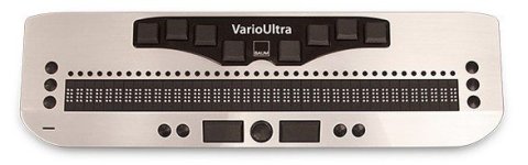 White braille keyboard with 20 black braille cells.