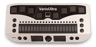 White braille keyboard with 40 black braille cells.