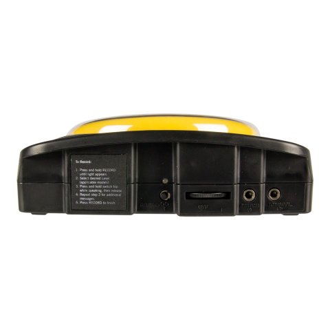 Two ports and volume control located at the back, base of the device.