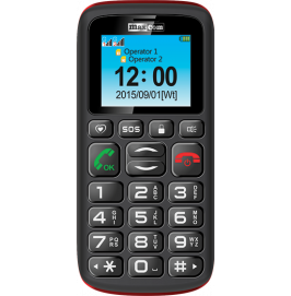 Cell phone with LCD screen on top third of device and menu and number keys on bottom third of device