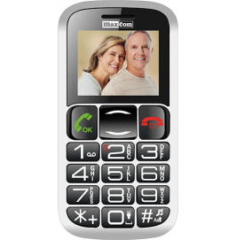Cell phone with LCD screen on top half of device and large number and menu keys on bottom half