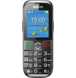 Slim cell phone with LCD screen on top half and number and menu keys on bottom half of device