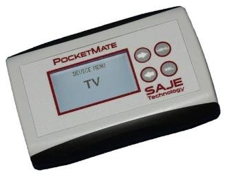 Rectangular device with small screen in center and controls in a grid to the right.