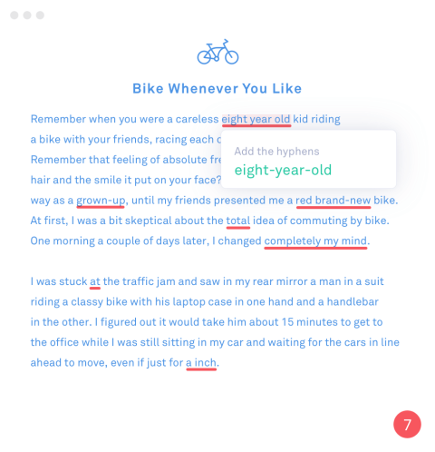 Screenshot of Grammarly checking a paragraph for errors.