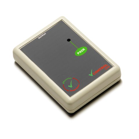 Medium-sized, dark grey and off-white, rectangular device with one input jack.