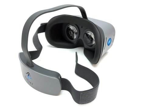 Large, grey set of goggles worn over the head.