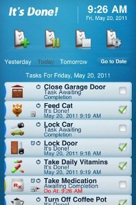 Screenshot showing a list of to do items with icons across the top.