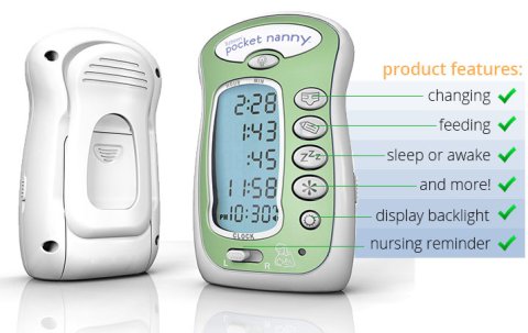 An image of front and back of small handheld device with front showing four buttons on right and descriptions indicating their functions.