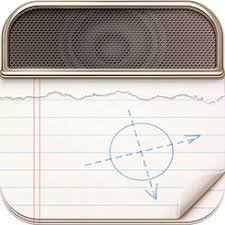 Square image with speaker on top and notepad paper on bottom.