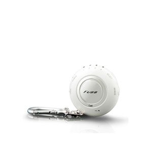 Small white golf ball-shaped device attached to a carabineer hook.