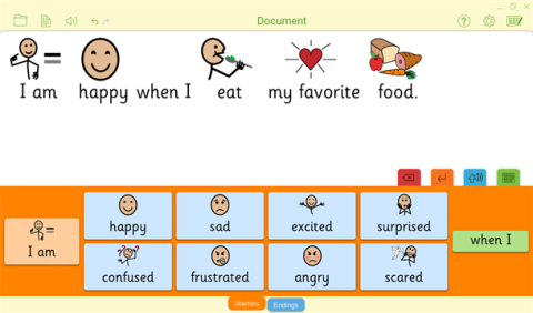 Screenshot showing sentenced being created with images and text.