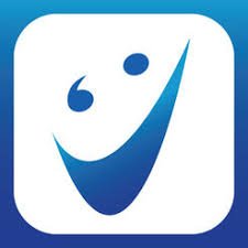 Square image with blue border and smiley face against a white background.