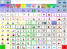 A communications page showing a large grid of colorful choices.