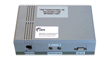 Rectangular device with two jack plugs in the center and two additional ports on each side.
