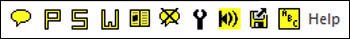 Wordtalk toolbar in a long horizontal strip with a series of letters and symbols.