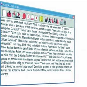 Kommunikationsprogramm Momo SK word processing window.