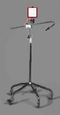 A long wheeled "IV stand", with a small display screen at the top.