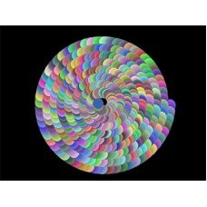 A black screen with a swirl of different colors.
