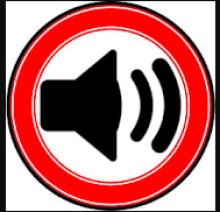The Audex Logo is a bright red circle drawn around a simple black silhouette of a speaker with two curved sound waves in front of it.