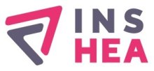 Logo of pink and gray triangle with name of company to the right.