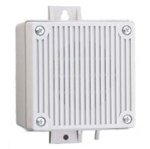 A medium-sized, white, and square device with a large built-in speaker face.