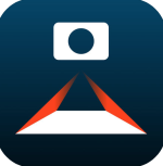 A dark blue background with a white and red graphic, consisting of a camera scanning a sheet of paper.