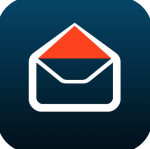 A dark blue background with a white and red envelope graphic.