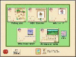 Screenshot showing the main screen and the choice of five games, with three across the top and two across the bottom.