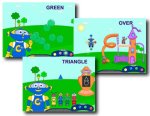 Three screenshots overlaid on each other with cartoon drawings and a single word in the upper left of each panel.