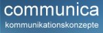 Communica Kommunikationskonzepte logo showing a blue rectangle with white the company's name in white lower case letters. 