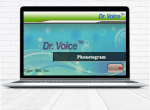 Laptop with the screen open and displaying the program's main page, which has the product name in the middle against a background of wavy teal-colored patterns.