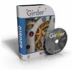 Angled view of software box and disc next to it, which has a picture of various overlaid images of gears.