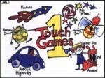 Rectangular image with a large yellow numeral 1 in the middle and the name Touch Games written across it and cartoon-like drawings of various objects all around it.
