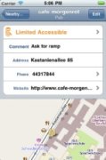 Smartphone screenshot of a map with a menu screen open showing location information.