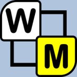 Light blue square with a black outlined square within it and a capital W in the upper left and a capital M in lower right.