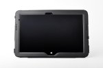 A gray rectangular device with a black screen.