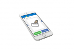 A smartphone with an icon of a hand opening an envelope with a label at the top of the screen that reads "Alarm".