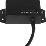 A black rectangular device with a black cord.