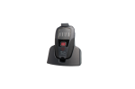 A gray rectangular device with a push button in the middle and menu options for sensors at the top.