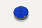 A blue round disk with a black base and a butterfly and water drop logo in the middle and the letters WR below it.
