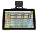 Large rectangular tablet with AAC keyboard on the display and a camera mounted on the top.