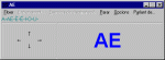 A gray box with large blue letters.