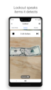 A mobile phone screen is featured in which a five-dollar bill is pictured under the camera tab, with text above that says 5 US Dollars. 