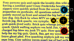 A screenshop of blue text on a yellow background with menu options to the right.