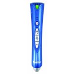 A blue pen-shaped device with a power button and menu options down the side.