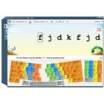 Moving hands feature with hands outlined in white to demonstrate placement on keyboard.