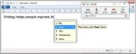 Text in a document with a pop-up window of word prediction choices.