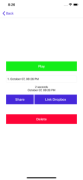 A mobile phone's screen featuring menu options, including play, share, link Dropbox and delete.