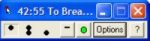 Menu showing time until break, options, and other functions.