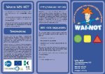 Screenshot of WAI-NOT brochure, which includes the logo, the website, and information about the product on three different panels.